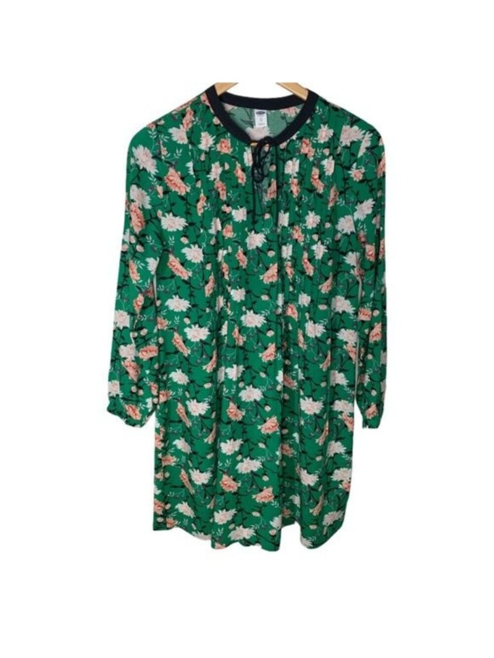 Old Navy Dress Womens XS Green Floral Long Sleeve Mini Rayon Casual